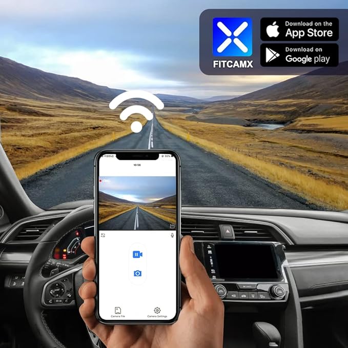 Fitcamx 4K Dash Cam Compatible with Honda 2011-2021 Vehicles (Rhombus Dome Light), Integrated OEM Look, 2160P UHD Video, Built-in WiFi &APP, Loop Recording, Gravity Sensor, Plug & Play, 64GB Card