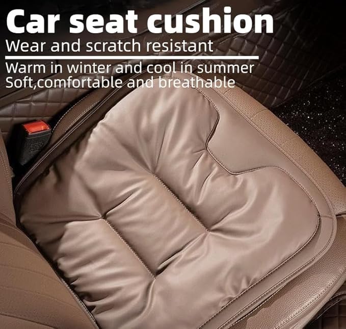 Car Seat Cushion, 2025 New Skin-Friendly Leather Seat Cushions, Breathable Dirt-Repellent Memory Foam Pad for Most Auto & Office Chairs (Red)