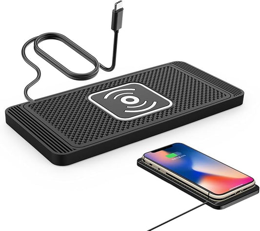 Car Wireless Charger Pad for Nissan Sentra Before 2011, Fast 15W Slim Qi Wireless Charging Pad with USB/Type-C Cable Non-Slip Charging Mat for Car,15W-Type-c