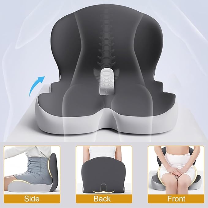 Back and Seat Cushion, Trucker Seat Cushions for Long Sitting, Car seat Cushion with Back Support, Seats Cushions for Lumbar Pain and Supporting The HIPS, Trucker Essentials (E)