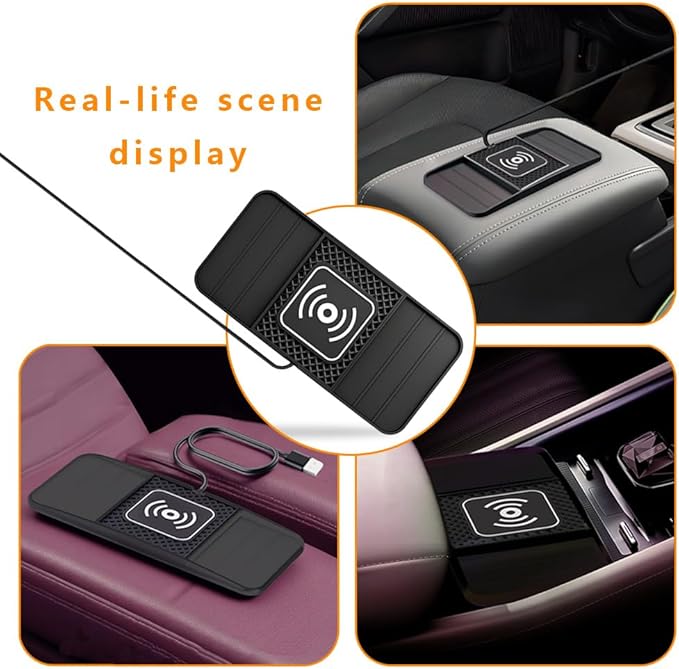 Wireless Charging Pad for Car for Ford Expedition EcoSport Edge Escape Explorer 2000-2026, DIY Trim-to-Fit Slim Non Slip Fast Charger Car Wireless Charging Pad 30CM Cable