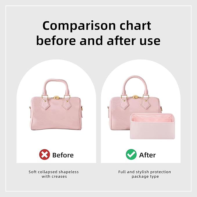 DGAZ Silk Purse Organizer Insert Fits LV Speedy 16/20/25/30/35/45 bags，Silky Smooth Bag Organizer，Luxury Handbag & Tote Shaper（Pink，SP45）