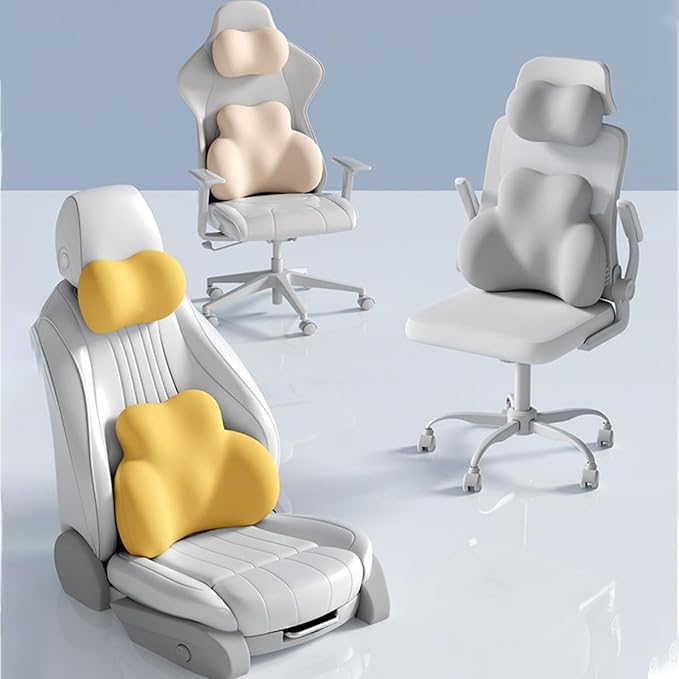 Car Lumbar Support Pillow for Volvo EX30 2024 Memory Foam Back Support Cushion Breathable Car Seat Lumbar Pad Accessories,Yellow