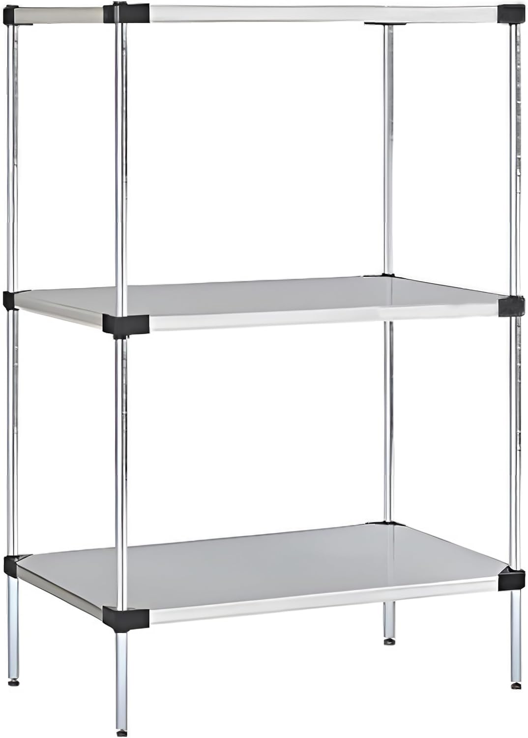 Omega Solid Stainless Steel Shelves, 21" Deep x 72" Wide x 34" High 3 Tier Heavy Duty Solid Shelving Unit for Kitchen Garage Office Restaurant Warehouse 800-lb Per Shelf Weight Capacity
