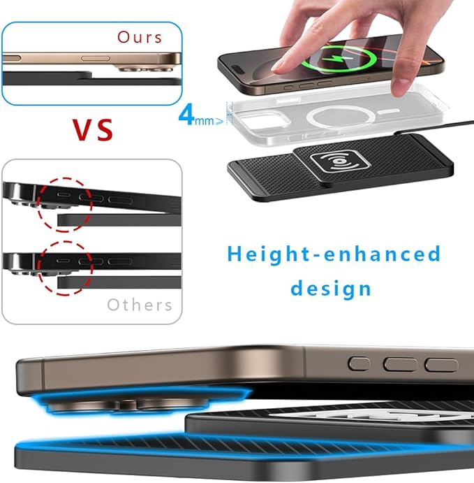 Wireless Charging Pad for Car for Genesis G70 G80 G90 2017-2026, Non-Slip Type C/USB 20W Fast Phone Charging Pad DIY Trim-to-Fit No Interior Damage,B&Type-C