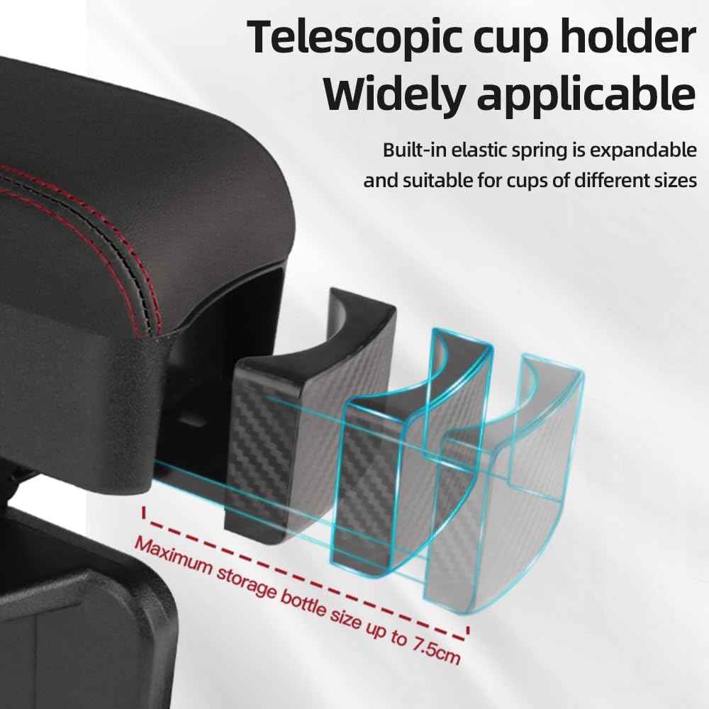 JEYODA Car Armrest Box with Cup Holder Car Central Liftable Armres Storage Organizer Box Arm Rest，Car Seat Gap Filler Organizer (Brwon)