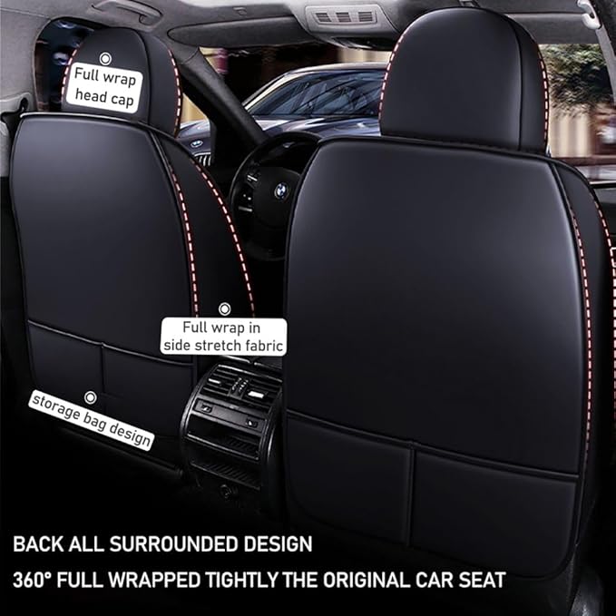 for Toyota RAV4 2008-2025 Car Seat Covers, Full Coverage Customized Seat Covers Premium Leather Waterproof Stain-Resistant Easy to Install (Full Set with Pillows, Black)