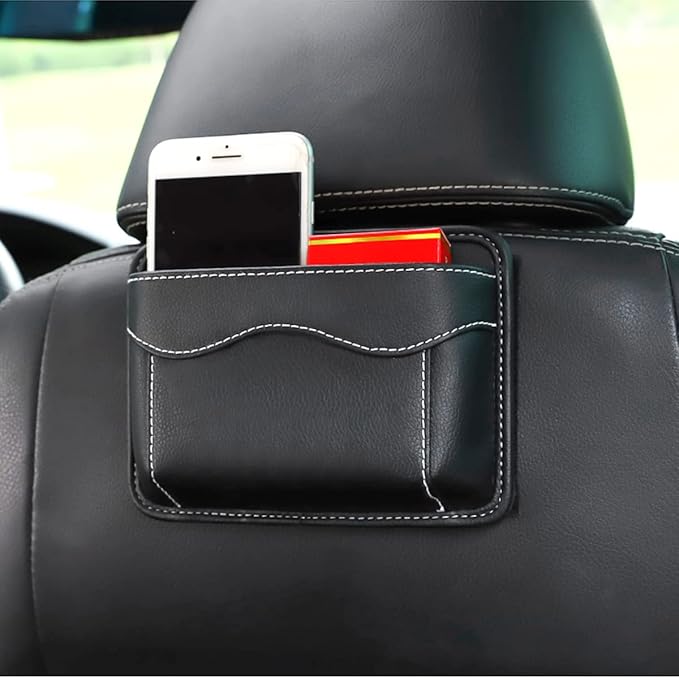 Moly Magnolia Car Seat Side Pocket Organizer, American Flag PU Leather Storage Bag, Pen Phone Holder Tray Pouch Seat Gap Filler, Interior Accessories for Auto Door Window Console (Black/Flag)