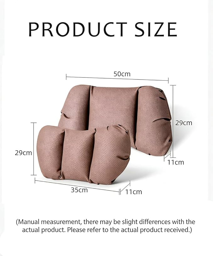 Car Neck Pillow & Lumbar Support for Nissan Altima Maxima Pathfinder Armada Rogue Sentra Versa Kicks Murano Leaf Ergonomic Breathable Mesh Auto Seat Back Cushion Headrest,Brown-Neck Pillow