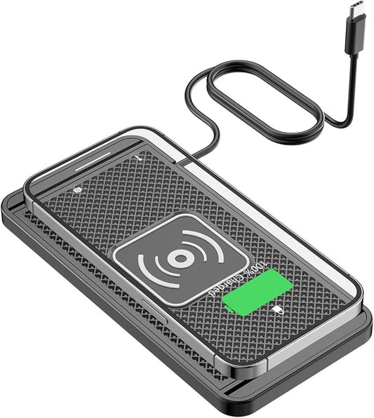 Wireless Charging Pad for Car for Land Range Rover Evoque II (L551) 5Door 2019-2023-pr, 15W Fast Wireless Charger Mat Non-Slip Silicone Car Center Console Phone Charging Pad,A/15W-Type-c