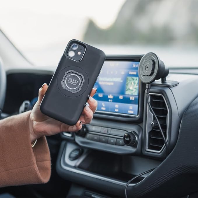 Quad Lock Adhesive Dashboard/Console Car Phone Holder Kit with MAG Wireless Charging Head V2 and MAG Phone Case for iPhone 15