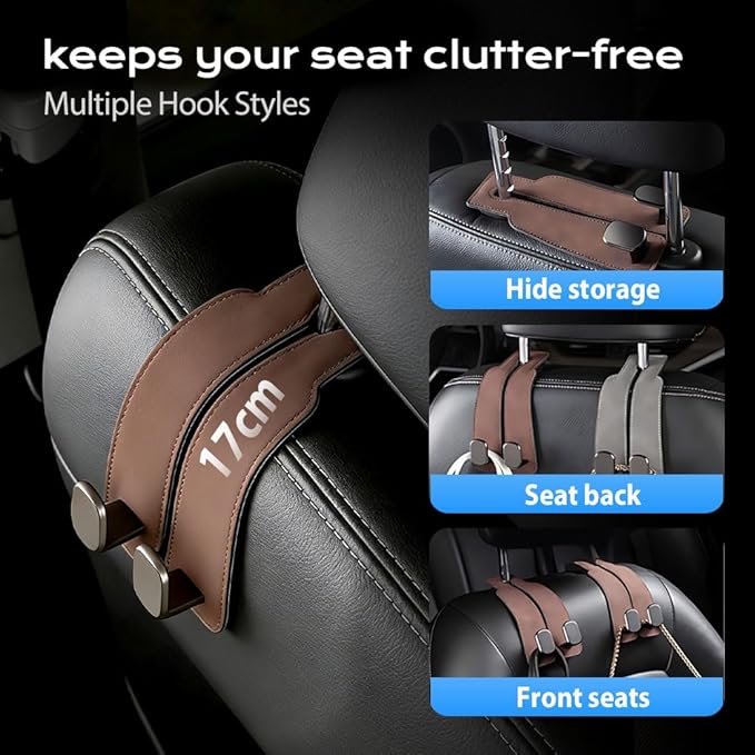 2026 Car Headrest Storage Hooks - Universal Backseat Hanger Organizer for Handbags & Grocery Bags (4, Black)