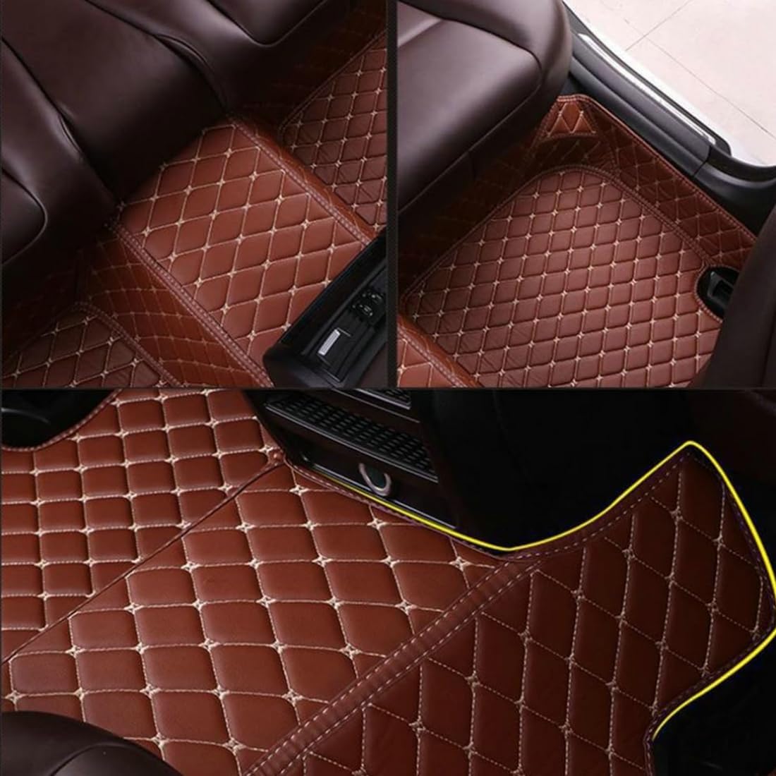 Custom Personalized Floor Mats for Cars，Luxury Full Coverage All Car Floor Mats，Anti-Slip Leather Car Mat Set ，Custom Floor Mats for 99% of Cars, Trucks & SUVs. (Pink)