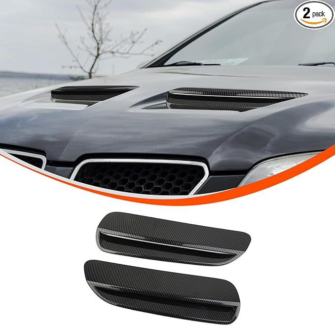 ABS Car Front Hood Vents fits Exterior Decoration Accessories Compatible with Pontiac G8 2008 2009 Hood Vent Air Flow Intake Body Kits (Black Carbon Fiber)