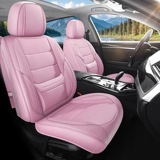 Car Seat Covers Full Set Custom Fit for Saturn Aura 2006-2009 - Premium Leather with Lumbar Support, Breathable, Anti-Slip & Excellent Seating Experience (Pink, Full Set)