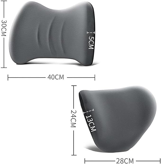 Car Headrest & Lumbar Support Cushion for Hyundai Santa Fe 2010-2023, Ergonomic Car Seat Headrest Memory Foam Neck and Back Pillow Kit Breathable Removable for Driving Fatigue Relief,B/Gray