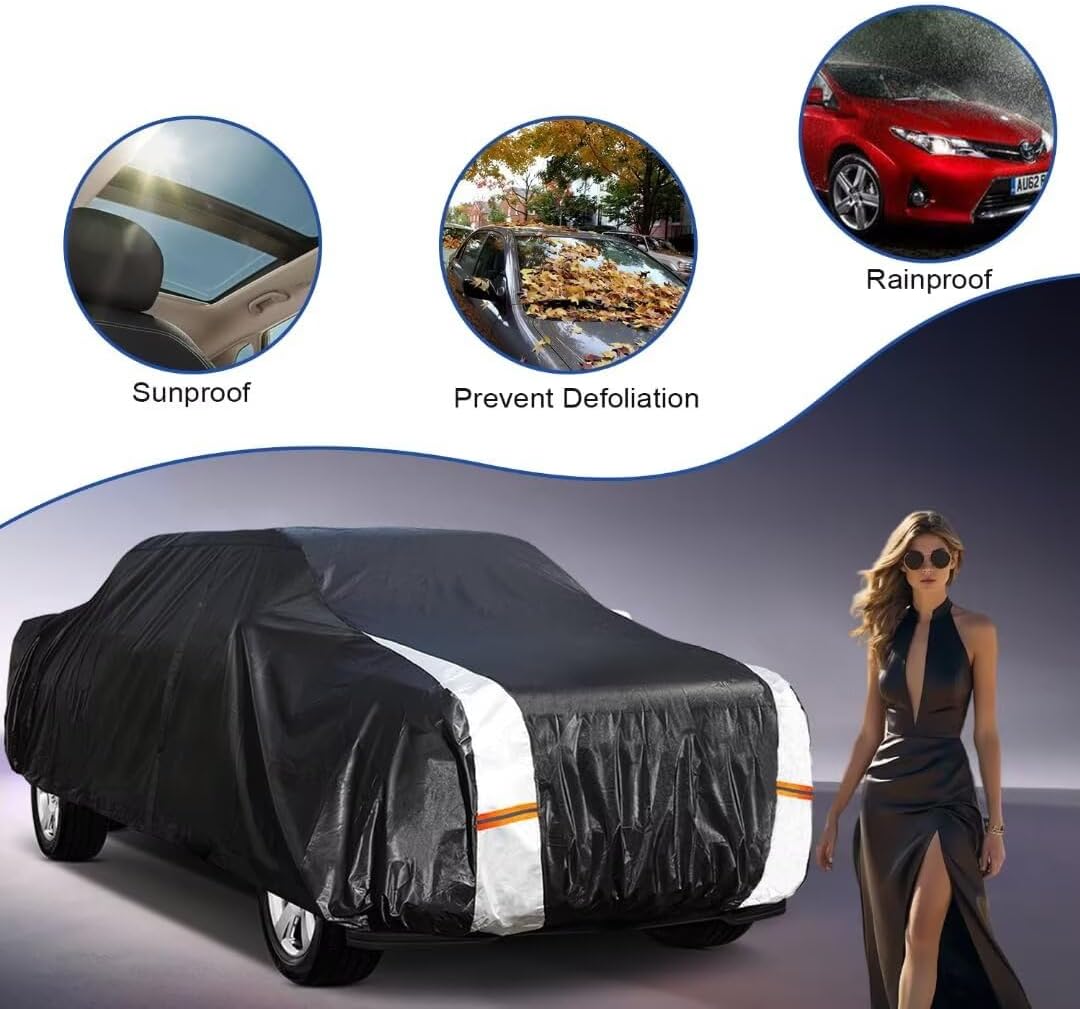 Toyota Tundra Truck Cover Custom Fit 2021-2026 Double Cab/CrewMax Cab Short Bed(5.5'-6.5') with Door Zipper, 10 Layers Pickup Truck Cover Waterproof All Weather, Car Tarp for Wind Dust Sun Protector.