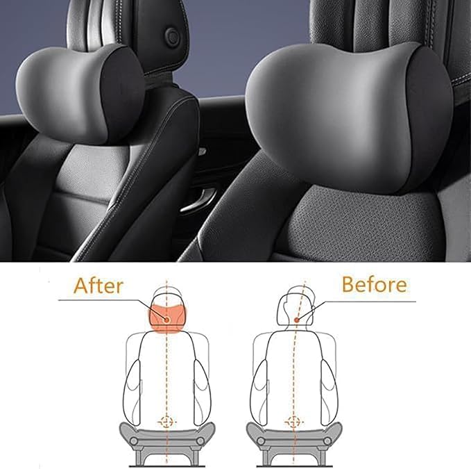 Car Lumbar Support Pillow Neck Pillow Set for Tesla Model 3 2017 2018 2019 2020 2021 2022 2023,Softness Cushion Neck Back Pain Relief Seat Accessories,Black