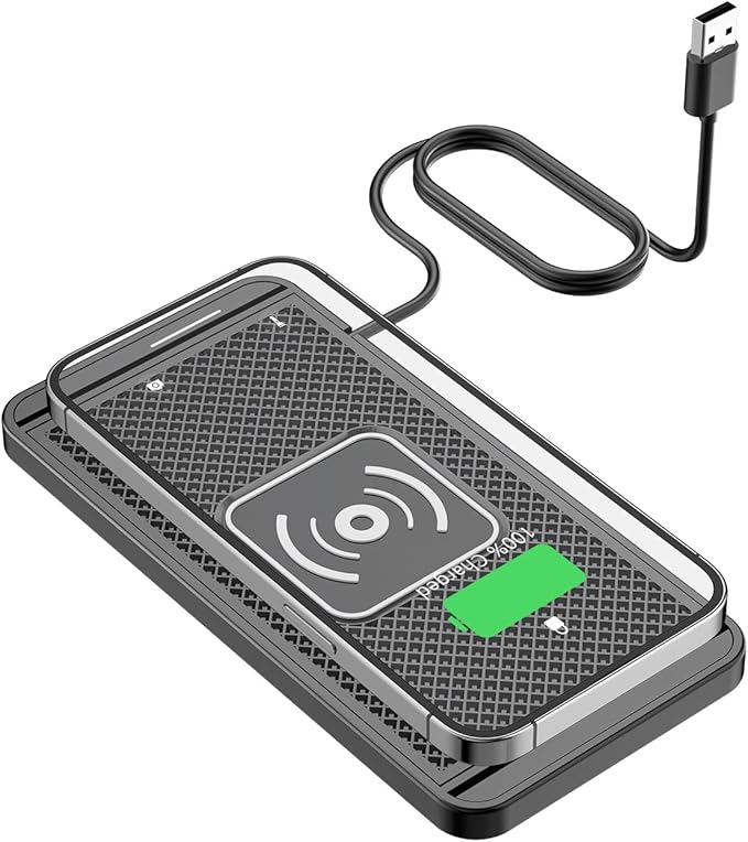 Wireless Charging Pad for Car for Ford Super Duty F-550, 15W Fast Wireless Charger Mat Non-Slip Silicone Car Center Console Phone Charging Pad,B/15W-USB