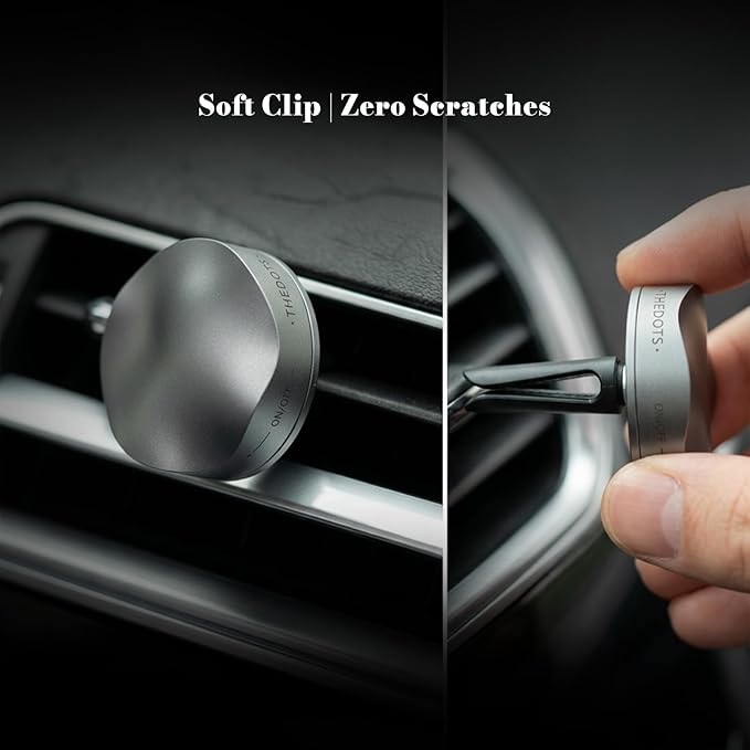 THEDOTS Silver Car Vent Clip Air Freshener, Reusable Car Scent Diffuser, Car Accessories, Frosted Ebony Scent