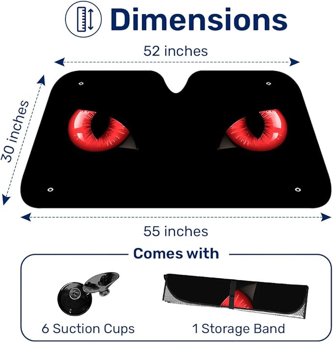 GENANY Horror Smile Cat Windshield Sun Shade for Car SUV Truck (53x17 Inches), Sun Shade Windshield, Shades for Front Windows, Protector Blocks UV, Car Decor
