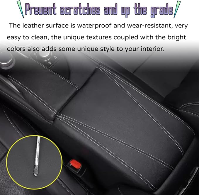 Custom Interior Accessories for Lexus RX 350 350L 450h 450hL 2015-2022 PU Leather Center Console Armrest Box Cover Armrest Cushion Central Armrest Protector Pad(Carbon Fiber Texture)