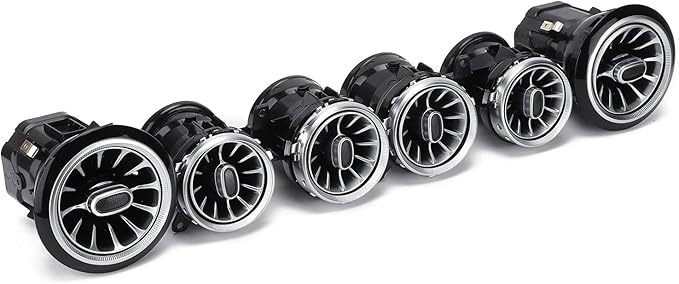 Turbine Air Vent,Front Turbo Outlet 6pcs 64 Color Front LED Turbine Air Vent Ambient Light Kit Replacement Compatible for Benz E Class W213 C238 2017‑2021