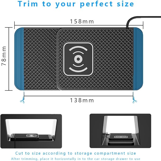 Wireless Charging Pad for Car for Kia K4 2025, Non-Slip Type C/USB 20W Fast Phone Charging Pad DIY Trim-to-Fit No Interior Damage,B&Type-C