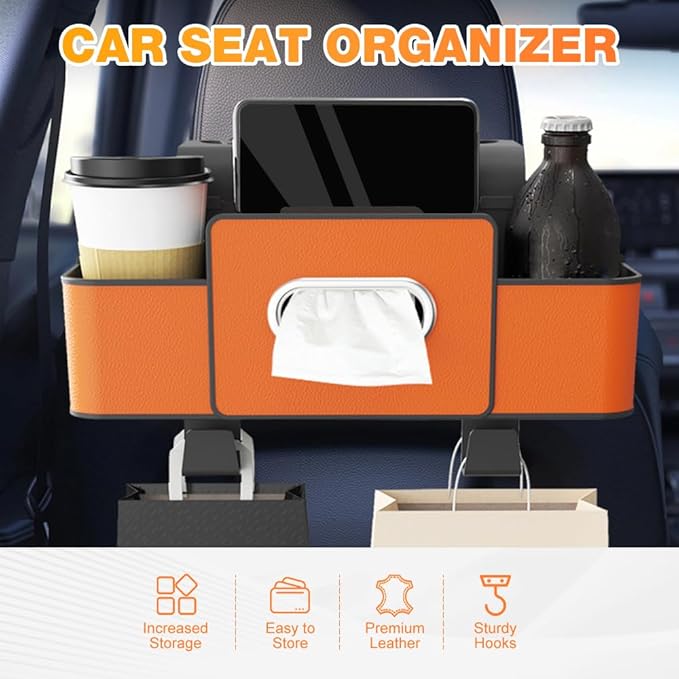 PUSKIU Car Organizer and Storage Box, Car Organizers and Storage Box for Back Seat, Car Organizer Back Seat for Daily Travel (Black)