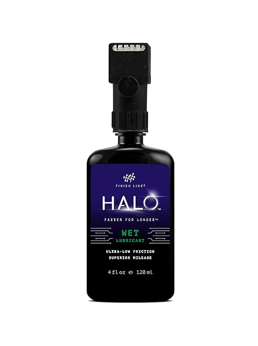 Halo Wet Bike Chain Lubricant | Premium Bicycle Care for Extended Drivetrain Performance Efficiency | Bottle with Smart Luber, 4 fl oz / 120 ml
