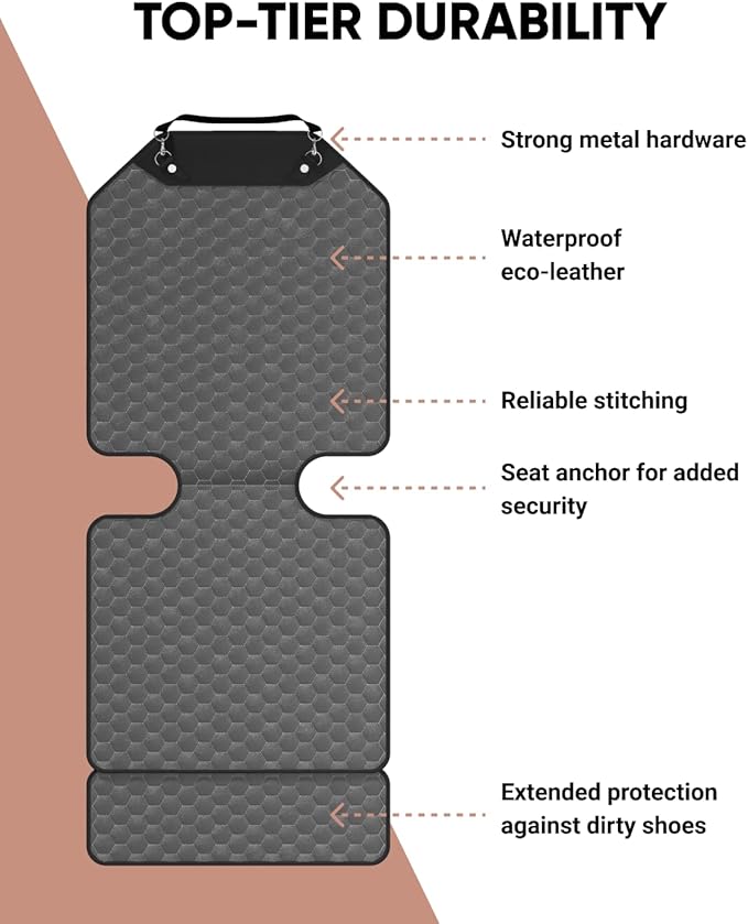 Owleys Set Seat Back Organizer & Car Seat Protector Hexy Waterproof & Non-Slip Protector for Child Car Cushion for Leather and Fabric Seats (Gray)