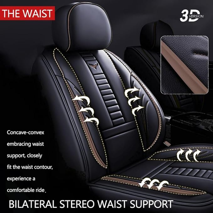for Chevy Equinox Seat Covers 2005-2026, Full Coverage Customized Car Seat Covers, Premium Leather Waterproof Stain-Resistant Easy to Install (Standard 2 Seats, Black&Coffee)