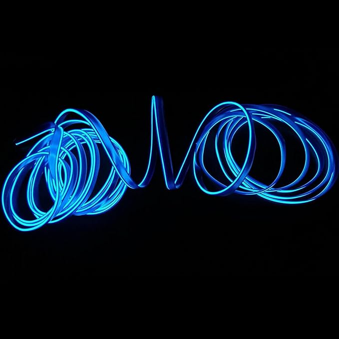 Riloer El Wire Lights for Car, Interior Neon Lights Strip Car LED Strip Light Interior for Car Garden Party Decoration, Car Ambient Lighting Kits, 3m/9.8ft Blue LED