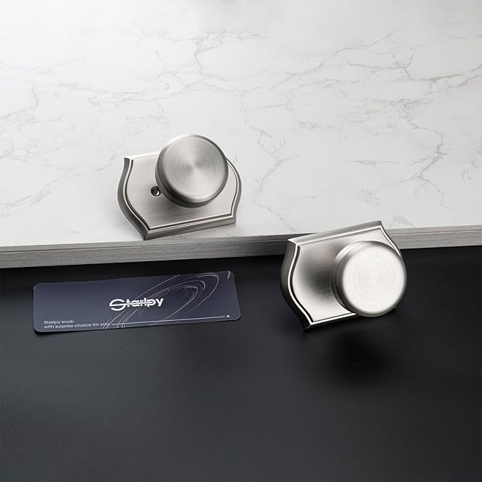 Interior Pismo Doorknobs for Closet, Brushed Nickel Door Knobs with Camelot Trim, Heavy Duty Door Handle