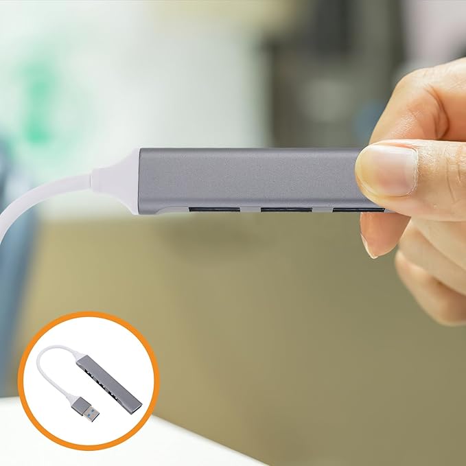 POPETPOP USB Hub Multiport Expander for Laptop and Desktop 4-Port USB 3.0 Hub with Data Transfer Dark Gray for Gaming Accessories and Travel Use