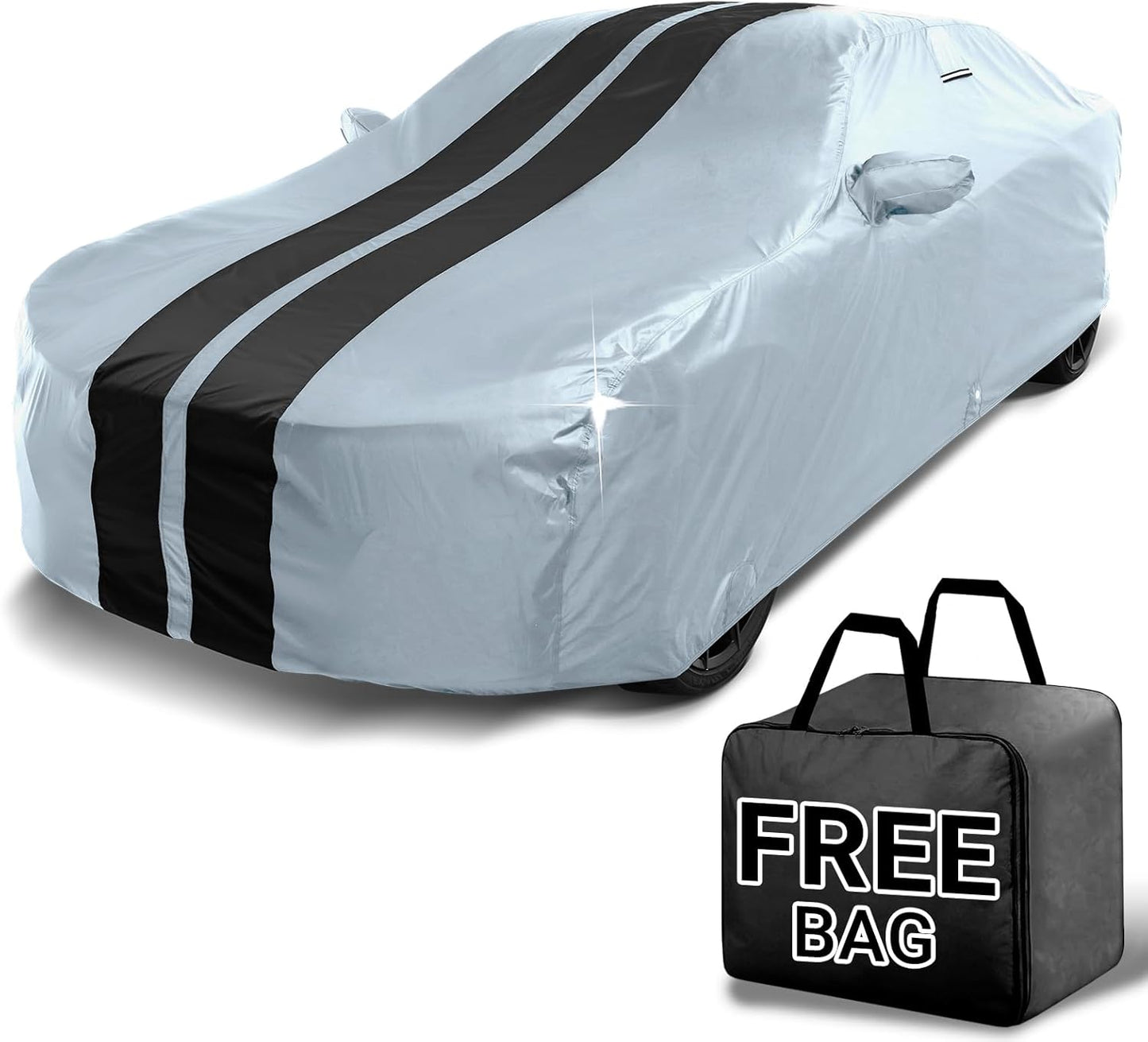 iCarCover Custom Car Cover for Chevy Prizm (1998-2002) Waterproof All Weather Rain Snow UV Sun Protector Full Exterior Indoor Outdoor Car Cover (Stripe - Gray/Black)