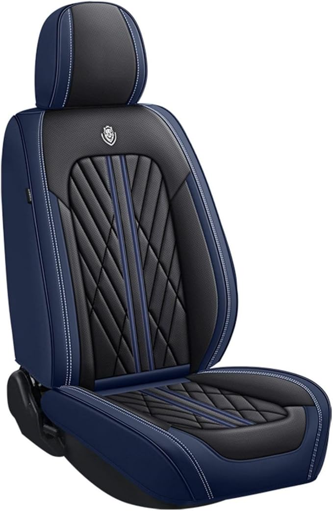 Premium Nappa Leatherette Car Seat Cover Set Custom Fit for Honda CR-V CRV 2000-2023 2024 2025 2026 Water-Proof Breathable Faux Leather Seat Cushion Protectors (Front 2 Seats,Black Blue)