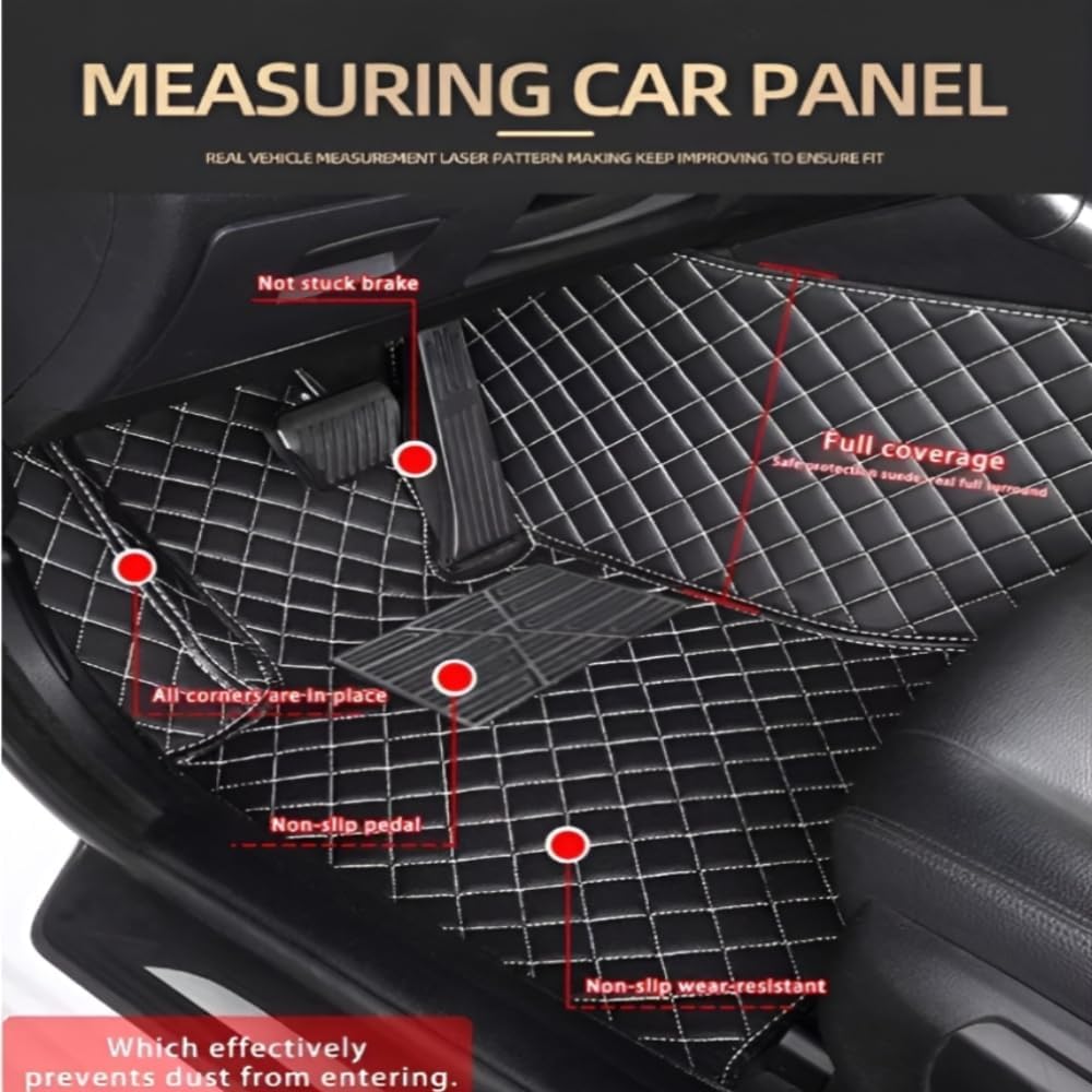 Add Personal Touch to Your Vehicle with IMEISH Customizable Logo Text Car Mats for 99% of vehiclesPads Protection Non-Slip Leather Floor Liners (Black red)