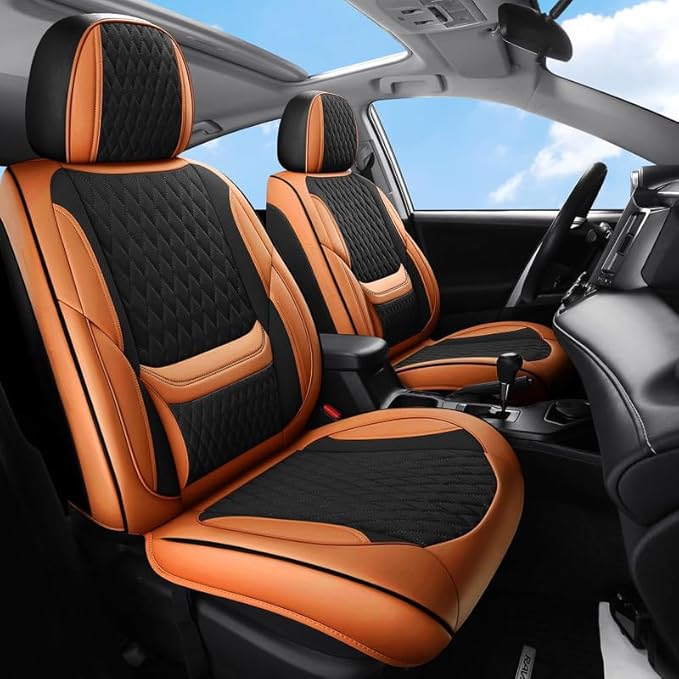 Car Seat Covers Full Set Custom Fit for Buick Encore GX 2012-2026 - Premium Faux Leather with Lumbar Support | Breathable, Waterproof, Anti-Slip, Durable (Black&Brown,Full Set)