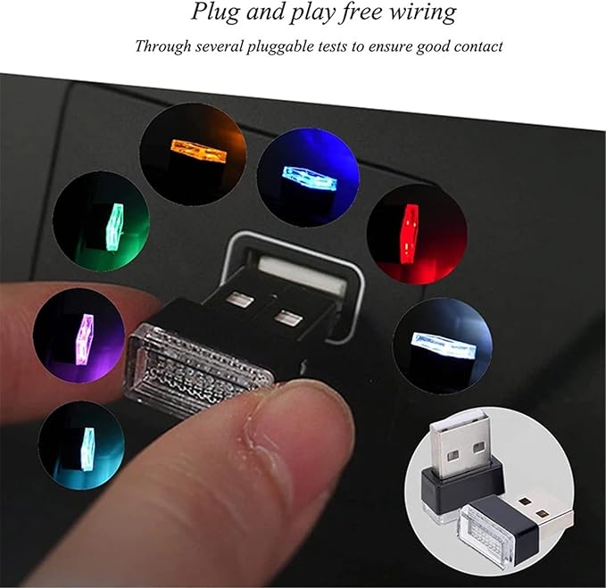 1/4/10 PCS USB LED Light Car Interior Styling Atmosphere Decorative Lamps Mini Universal Portable Ambient Lighting Kit Red Bule(10 PCS_Purple)