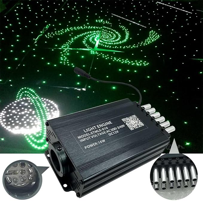 Car Home Fiber Optic Lights kit Star Ceiling Sky Light APP Remote Control (500pcs*0.03in*9.8ft+meteor250pcs)