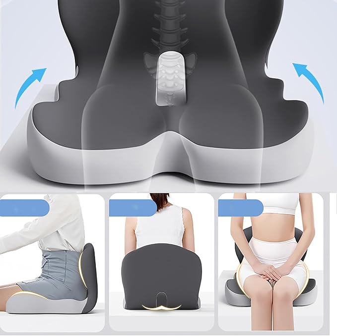 Back and Seat Cushion, Car Seat Cushion for Cars with Lumbar Support,Seat Cushion for Truck Driver, Ergonomic Memory Foam Non Slip Seat Skin with Back Support for Office Chair, Car Seat(C Type)