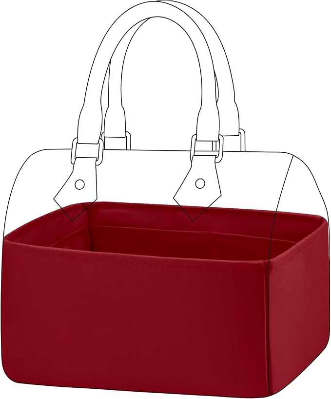 DGAZ Silk Purse Organizer Insert Fits LV Speedy 16/20/25/30/35/45 bags，Silky Smooth Bag Organizer，Luxury Handbag & Tote Shaper（Wine Red，SP25）
