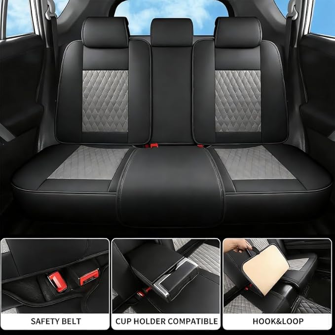 Car Seat Covers Full Set Custom Fit for Buick Regal 2009-2020 - Premium Faux Leather with Lumbar Support | Breathable, Waterproof, Anti-Slip, Durable (Black&Gray,Full Set)