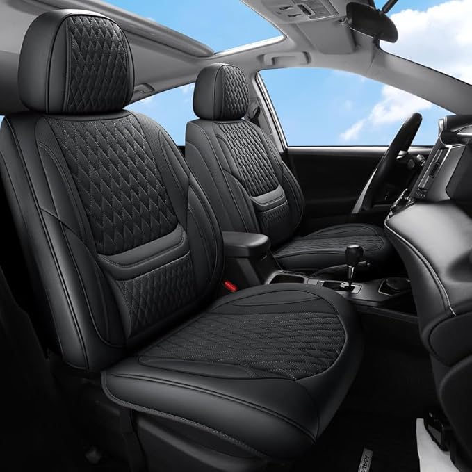 Car Seat Covers Full Set Custom Fit for Chevrolet/Chevy Equinox 2005-2026 - Premium Faux Leather with Lumbar Support | Breathable, Waterproof, Anti-Slip, Durable (Black,Full Set)