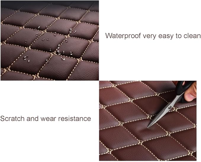 Custom Personalized Floor Mats for Cars，Luxury Full Coverage All Weather Car Floor Mats，Anti-Slip Leather Car Mat Set ，Custom Floor Mats for 99% of Cars, Trucks & SUVs (Beige)
