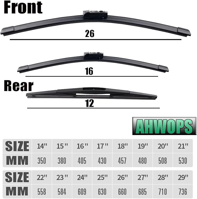 3 Wiper Front and Rear Wiper Blades for Subaru Impreza 2017-2023/Crosstrek 2018-2023, OE Original Style (26″/16″ Front/12″ Rear) For My Car