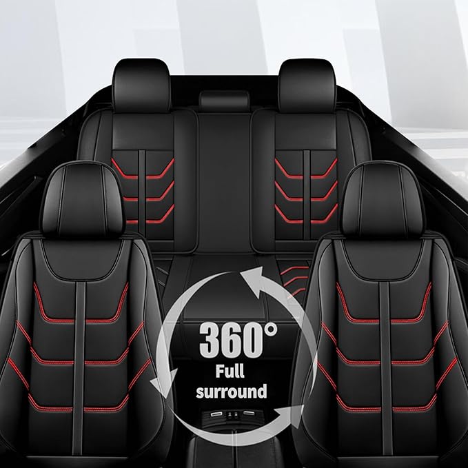 TTX LIGHTING Car Seat Covers fit for Honda Civic 2003-2026 Full Set: Premium Leather Automotive Seat Cover with Airbag Compatible Waterproof (5 Seats, Redline)