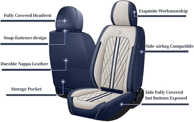 Premium Nappa Leatherette Car Seat Cover Set Custom Fit for Honda CR-V CRV 2000-2023 2024 2025 2026 Water-Proof Breathable Faux Leather Seat Cushion Protectors (Front 2 Seats,Pink Line)
