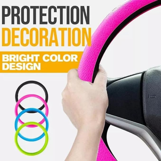 Silicone Steering Wheel Cover, Car Steering Wheel Cover, Anti-Slip Car Steering Wheel Protective Cover, Fit 12.6-16 Inch, for Car SUV Truck Van, for Women & Men (Orange)